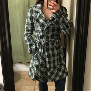 Grass Collection long button jacket with sash